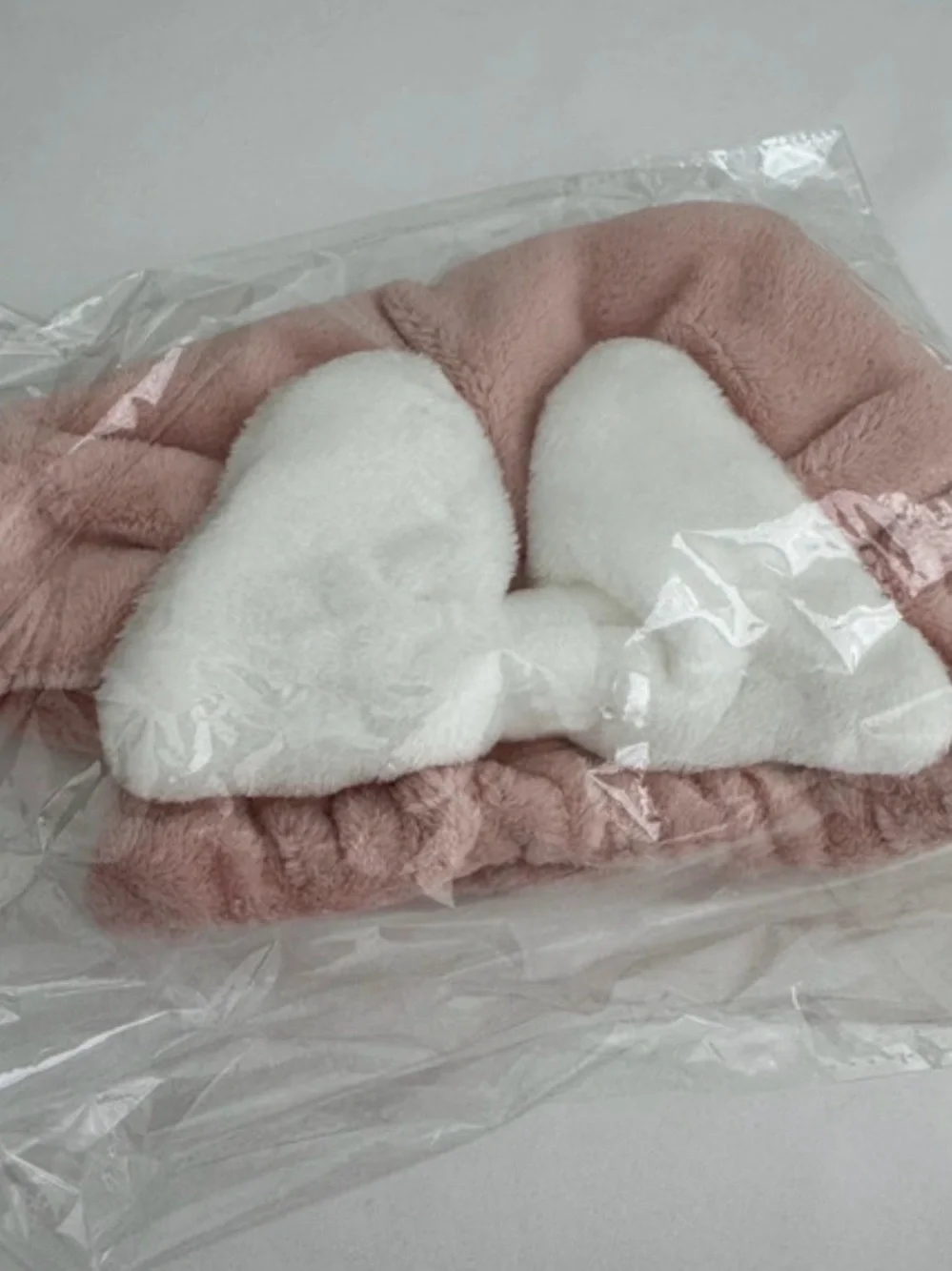 Kids Plush Pink Shower Hair Turban with White Bow